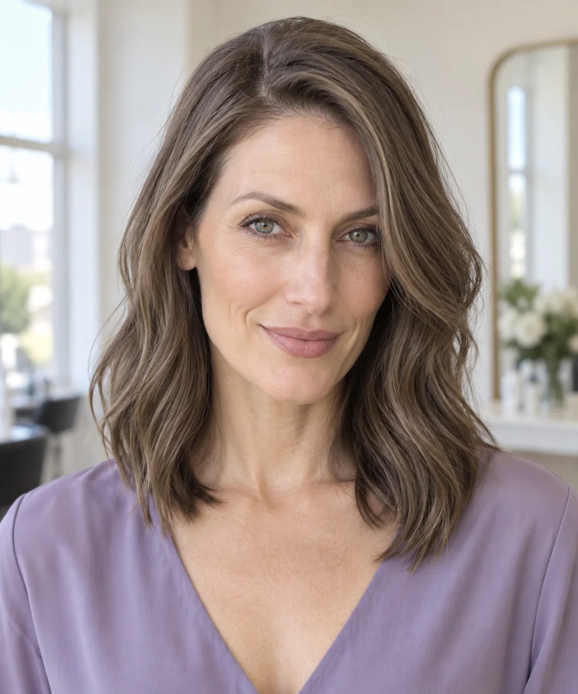 Collarbone haircut with seamless invisible face-framing layers