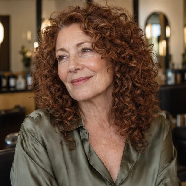 Woman with defined curls shaped into a curl-by-curl face frame
