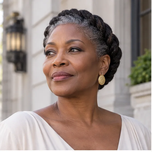 Black woman with an elegant flat-twist crown
