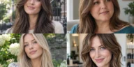 Collage of four women with distinct face-framing layered haircuts