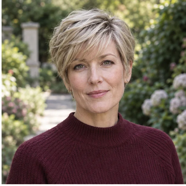 Feathered long pixie for fine hair