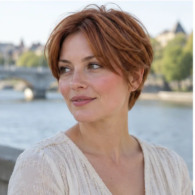 Long pixie with curtain bangs