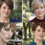 Four long pixie cuts with different bang shapes and textures