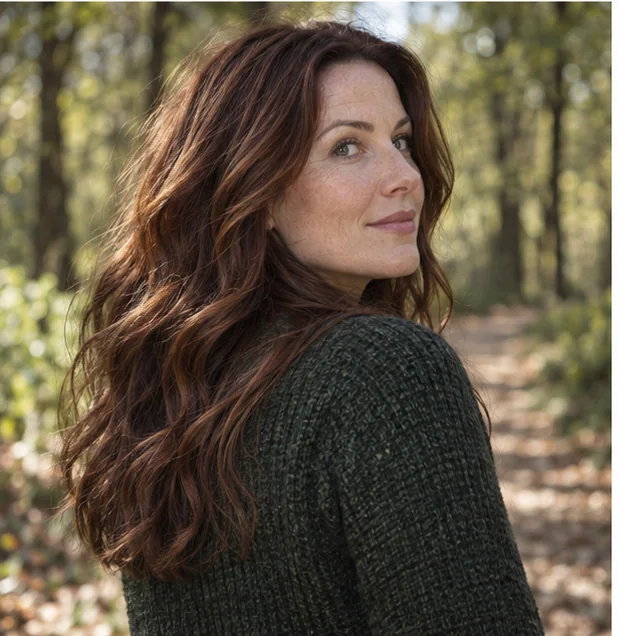 Long naturally wavy hair with a soft rounded perimeter