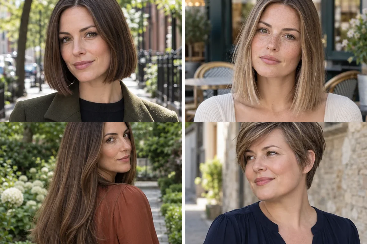 Four low-maintenance hairstyles in short, medium, long and curly shapes