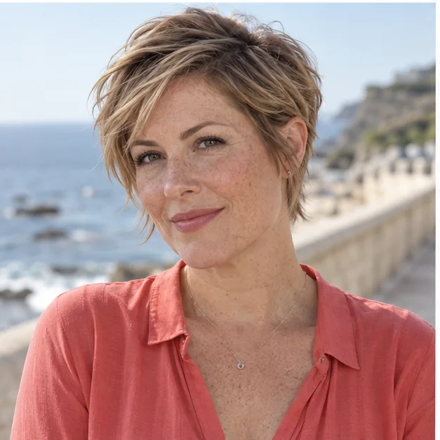 Low-maintenance pixie with grown-out bangs