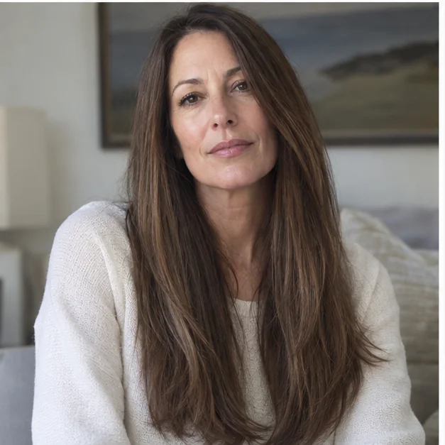 Woman with very long brown hair and low-maintenance subtle layers