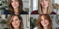 Four women wearing density-conscious modern Rachel haircuts for thin hair