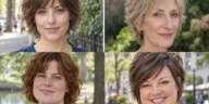 Collage of four short shag haircuts shaped to make fine hair look fuller