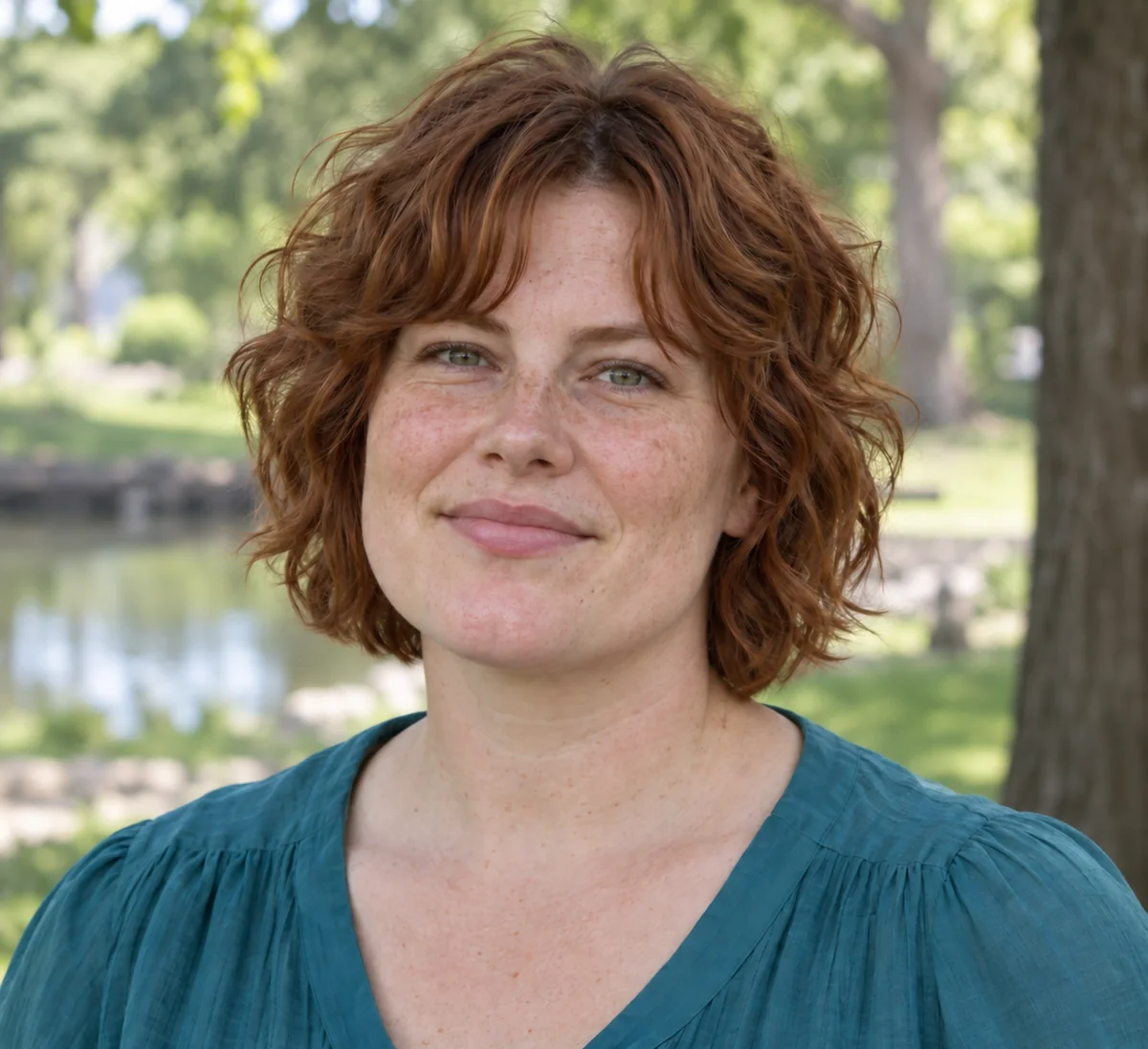 Short wavy shag with curtain bangs
