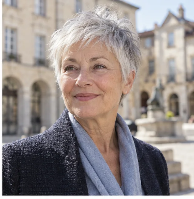 Silver wash-and-wear pixie with soft top texture