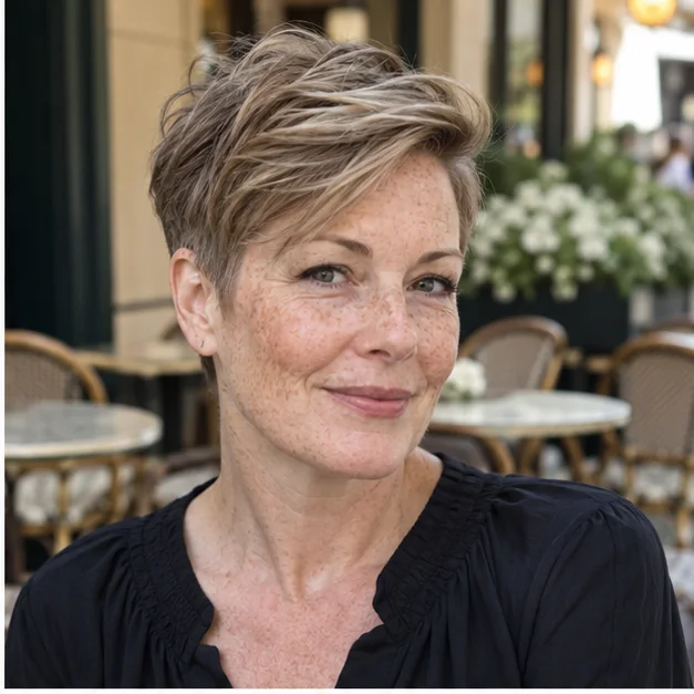 Soft pixie with a high side sweep