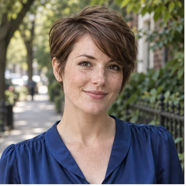 Soft side-swept long pixie