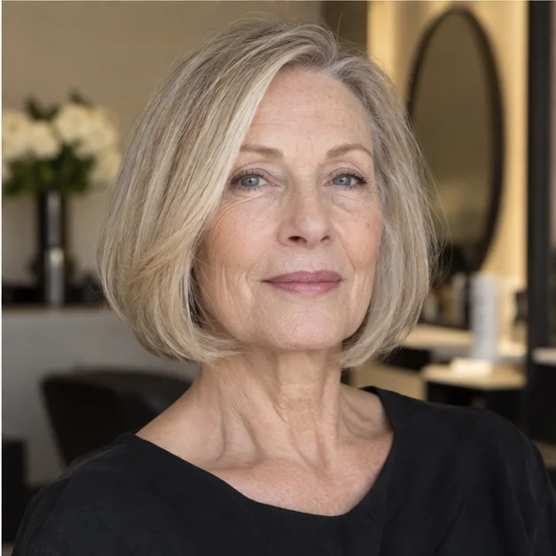 Woman with a softly textured bob and preserved full ends