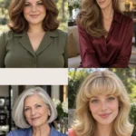Four 80s-inspired blowouts showing a centered shoulder shape, side sweep, rounded bob and rolled fringe