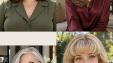 Four 80s-inspired blowouts showing a centered shoulder shape, side sweep, rounded bob and rolled fringe