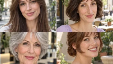 Four butterfly-bangs looks with airy central fringe and longer outward-sweeping sides