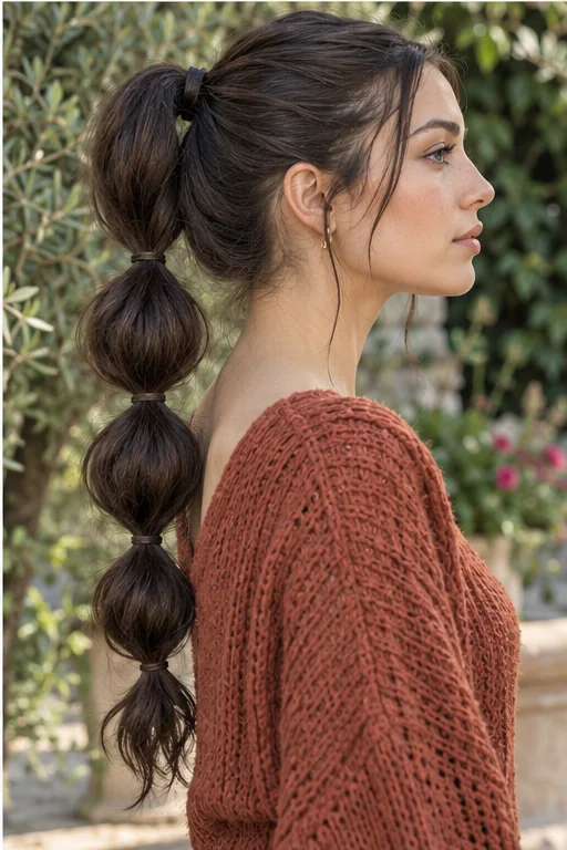 The Playful Bubble Ponytail for long hair
