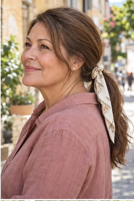 The Wrapped Scarf Ponytail for long hair