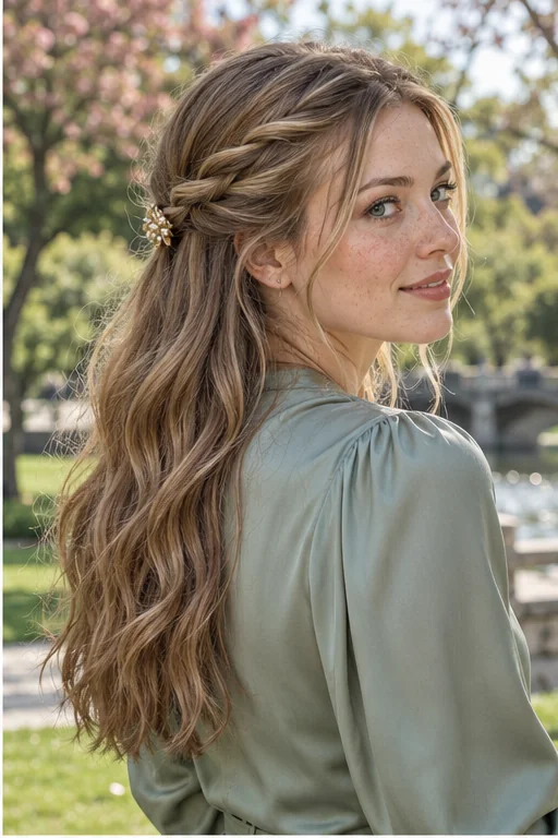 Twisted Half-Up Hair With Loose Lengths for long hair