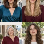 Four love-layer references showing a collarbone contour, long connected curves, an off-center sweep and soft waves