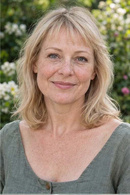 Fine blonde collarbone hair with a shallow sheer micro fringe clearly above the brows