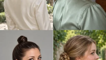 Four compact minimalist bun shapes showing a low coil, folded loop, high knot and braided coil