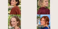 Four ways to style short hair: side pins, a small half-up knot, a temple braid and a low ponytail
