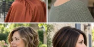 Four stacked angled bobs showing low graduation, a rounded back, loose waves and a longer front