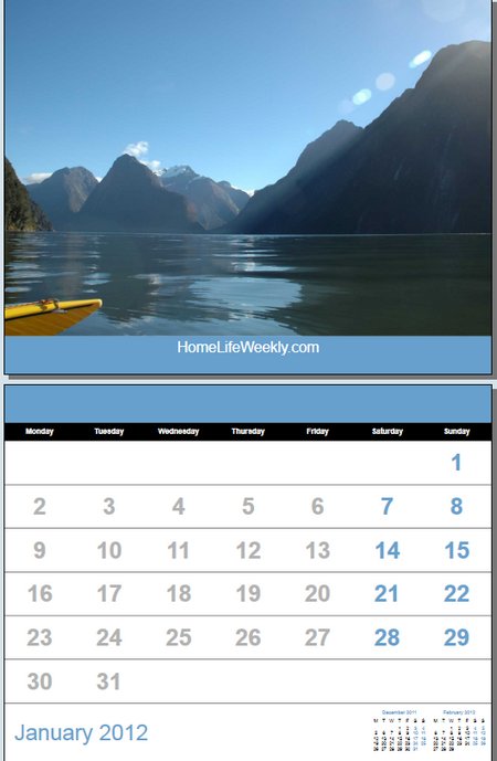 calendar 2012 printable