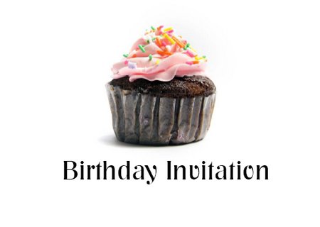 Children birthday cup cake invitation