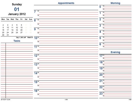 Daily Calendar 2012 Printable