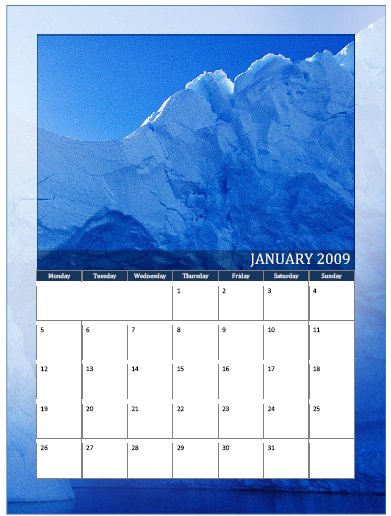 monthly calendar