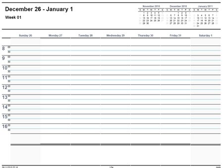 Printable Weekly Calendar 2011