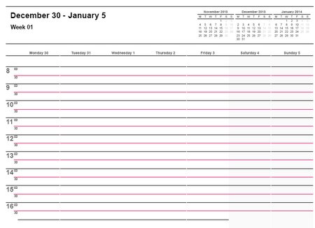 Weekly Calendar 2014